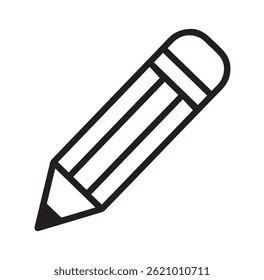 Ilustración vectorial simple del icono del lápiz con el fondo blanco.