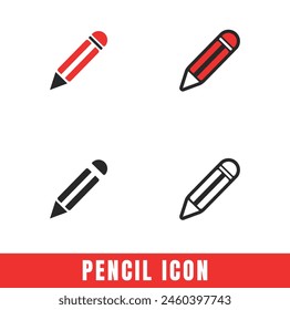 Einfache Bleistiftsymbole in verschiedenen Designs Vektorgrafik Set