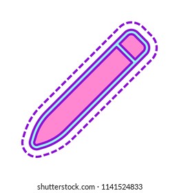 Simple pencil. Linear, thin outline. Colored sketch with dotted border on white background