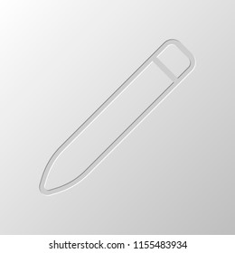 Simple pencil. Linear, thin outline. Paper design. Cutted symbol. Pitted style