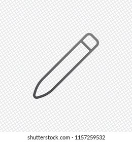 Simple pencil. Linear, thin outline. On grid background