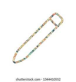 Simple pencil. Linear, thin outline. Colored mosaic with polygons