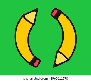 A simple pencil on a green background. Symbol. Vector illustration.