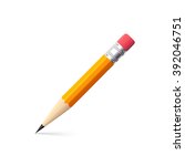 Simple pencil on white background, drawing a line, vector shiny pencil