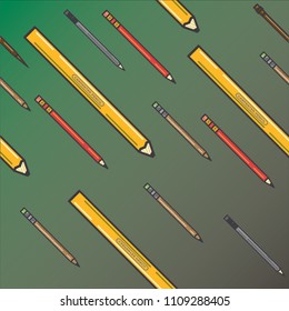 Simple Pencil Pattern Green Backgound