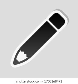 Simple pencil or pen, edit or write. Sticker style with white border and simple shadow on gray background