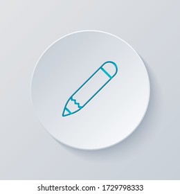 Simple pencil or pen, edit or write, outline design. Cut circle with gray and blue layers. Paper style