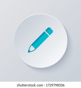 Simple pencil or pen, edit or write. Cut circle with gray and blue layers. Paper style