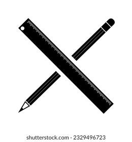 Simple pencil and ruler tool icon, isolated illustration