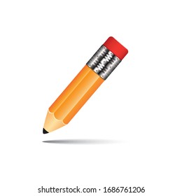 Simple pencil with shadow on a white background, vector illustration