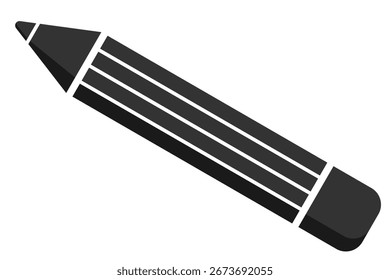 Ícone de silhueta de lápis simples na arte plana da linha do desenho animado. Design monocromático isolado em fundos brancos e pretos, vetor editável e escalável EPS Elemento de design gráfico