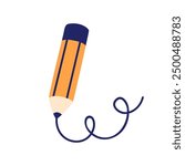 Simple pencil sketching, drawing and writing wavy curvy line. Doodling, handwriting, taking notes. Creative tool, school stationery icon. Flat vector illustration isolated on white background