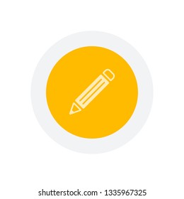 simple pencil symbol. Icon in colored circle with gray bold border. Web button, modern flat design
