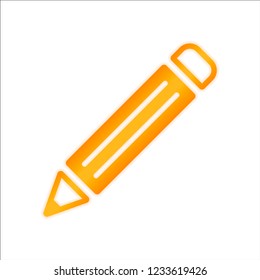 simple pencil symbol. Orange sign with low light on white background