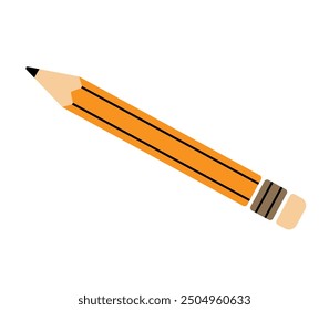 Simple pencil vector illustration. Drawing tool for artists, students. Flat modern education concept isolated on white background.