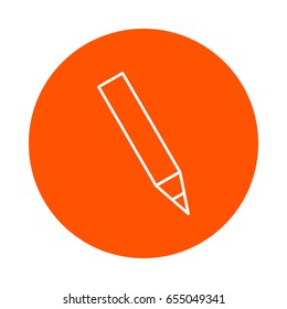 Simple pencil vector monochrome round icon, flat style.