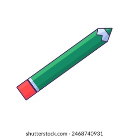 Simple pencil for writing icon. Doctor office tools, medical stroked cartoon element for modern and retro design. Simple color vector pictogram isolated on white background