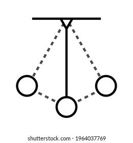 Simple pendulum vector line icon. Physics sign. Perpetuum mobile logo