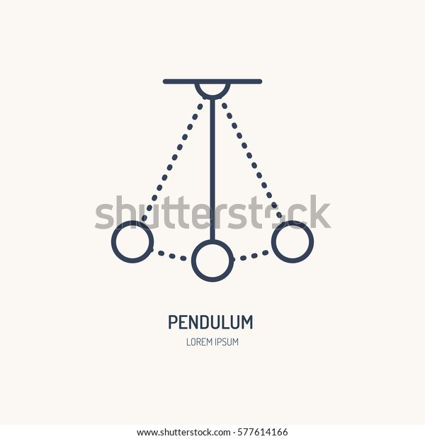 Simple pendulum vector line icon. Physics sign.\
Perpetuum mobile logo
