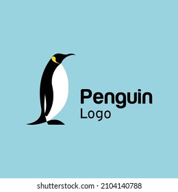 Simple penguin flat logo on a sea color background, very suitable for use as icons and graphic designs