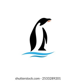 Simple penguin illustration logo design