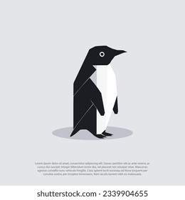 diseño de vectores de línea geométrica abstracta con logotipo de pingüino simple, icono de contorno mínimo y simple. polos bajos, poligonales, sin curva, para camisetas, libros para animales