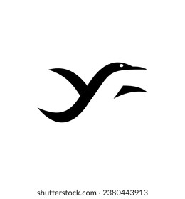 Simple penguin logo with black and white colour.