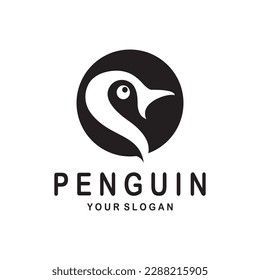 simple penguin logo design template illustration.