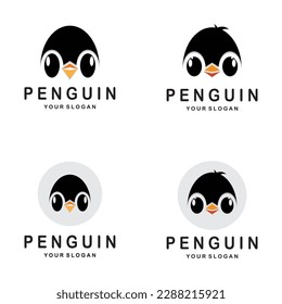 simple penguin logo design template illustration.