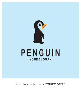 simple penguin logo design template illustration.