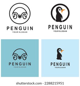 simple penguin logo design template illustration.
