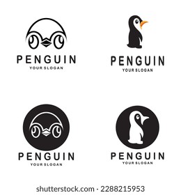 simple penguin logo design template illustration.