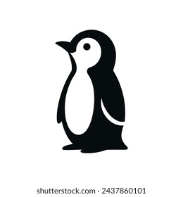 Simple Penguin Logo Silhouetted Vector Icon Illustration