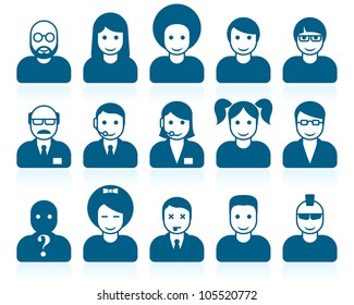 Simple people avatars with different style and hairdo