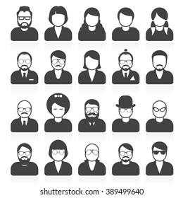 Simple people avatars and userpics with different style and hairdo