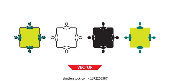 Simple people connecting icon on white background 4 types such as outline, black, color, outline and color. Vector illustration.