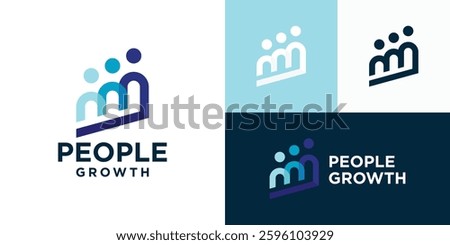 Simple people growth logo template. Startup symbol logo design illustration or teamwork progress.