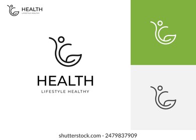 Einfache Menschen Gesundheit Natur Logo Icon Design mit menschlichem gesundem Leben für Ernährung, Gesundheit Leben Vektorgrafik Logo Vorlage