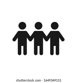 Simple People Holding Hand Each Other. Save The Orphan Icon Design Vector. Silhoutte Of Children