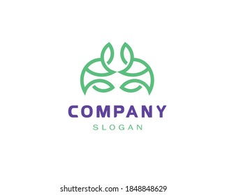 simple people with leaf shape as ecology and society symbols, such as idea of logo suitable for education and society.