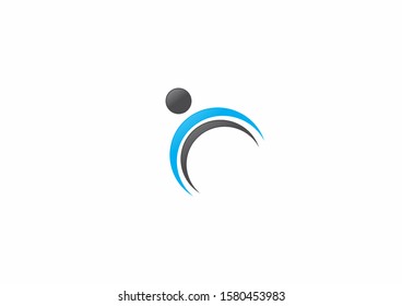 Simple people logo design with circle concept. Black and blue logo design