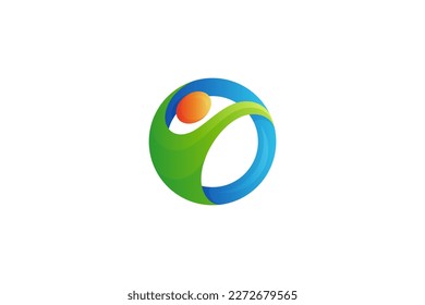 simple people logo design in circle shape