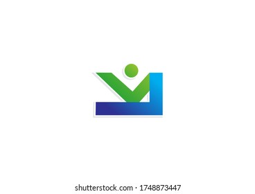 Simple people logo design icon