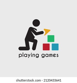 simple people playing games icon