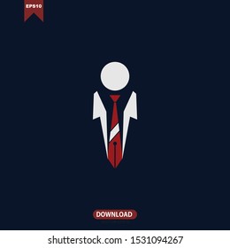 Simple people with tie. Worker concept logo icon vector concept design
