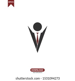 Simple people with tie. Worker concept logo icon vector concept design