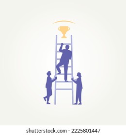 simple people working together to achieve a success template vector illustration design. modern flat symbol of teamwork, cooperation, partnership and collaboration vector concept