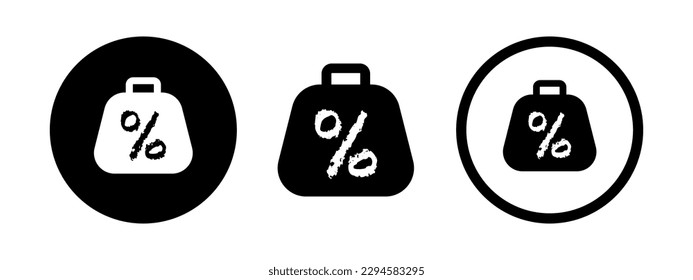 Sencillo símbolo web de porcentaje de peso. Icono de vector de timbre. Logo de % bell. 