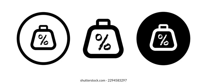 Simple percent weight web symbol. Dumbbell vector icon. % bell logo. 