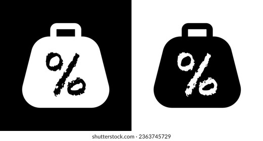 Simple percent weight web symbol. Dumbbell vector icon. % bell logo. 